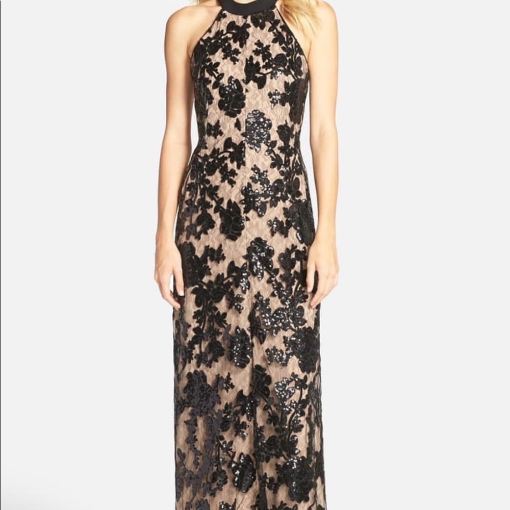 Dress the Population - Valentina Lace Halter Gown